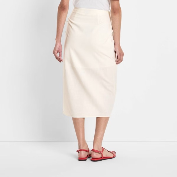 Mid-Rise Linen Midi Wrap Skirt Future Collective Target White